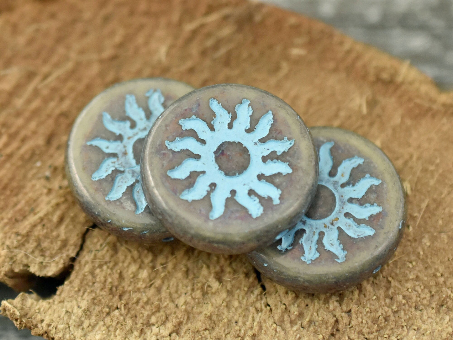 Picasso Beads - Czech Glass Beads - Sun Beads - Focal Beads - Large Glass Beads - 21mm - (1923)