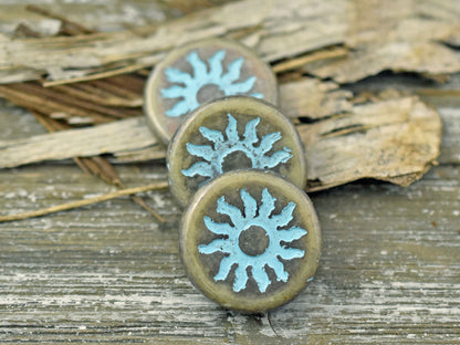 Picasso Beads - Czech Glass Beads - Sun Beads - Focal Beads - Large Glass Beads - 21mm - (1923)