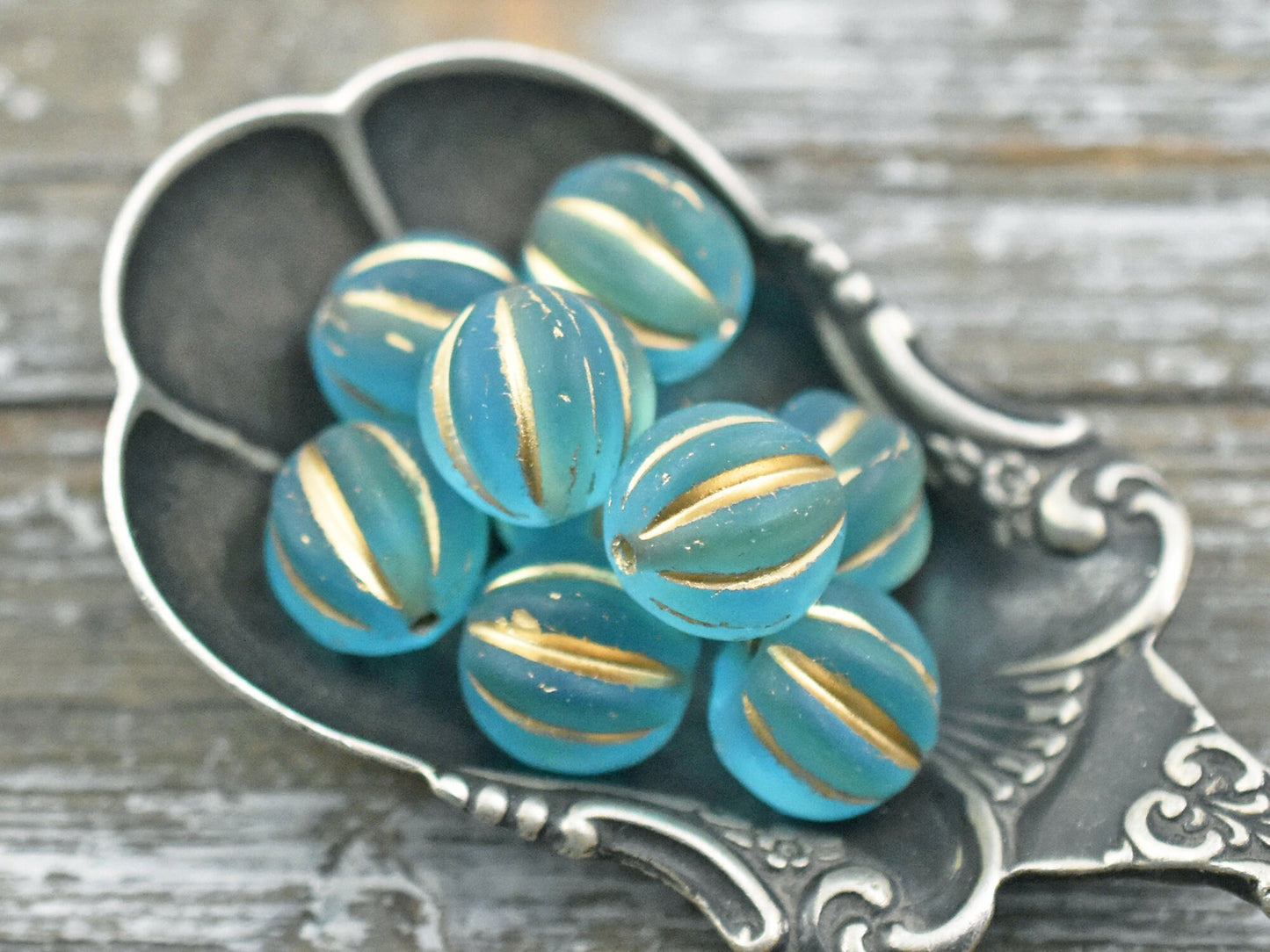 Czech Glass Beads - Melon Beads - Round Beads - Fluted Round - Picasso Beads - Choose Your Size