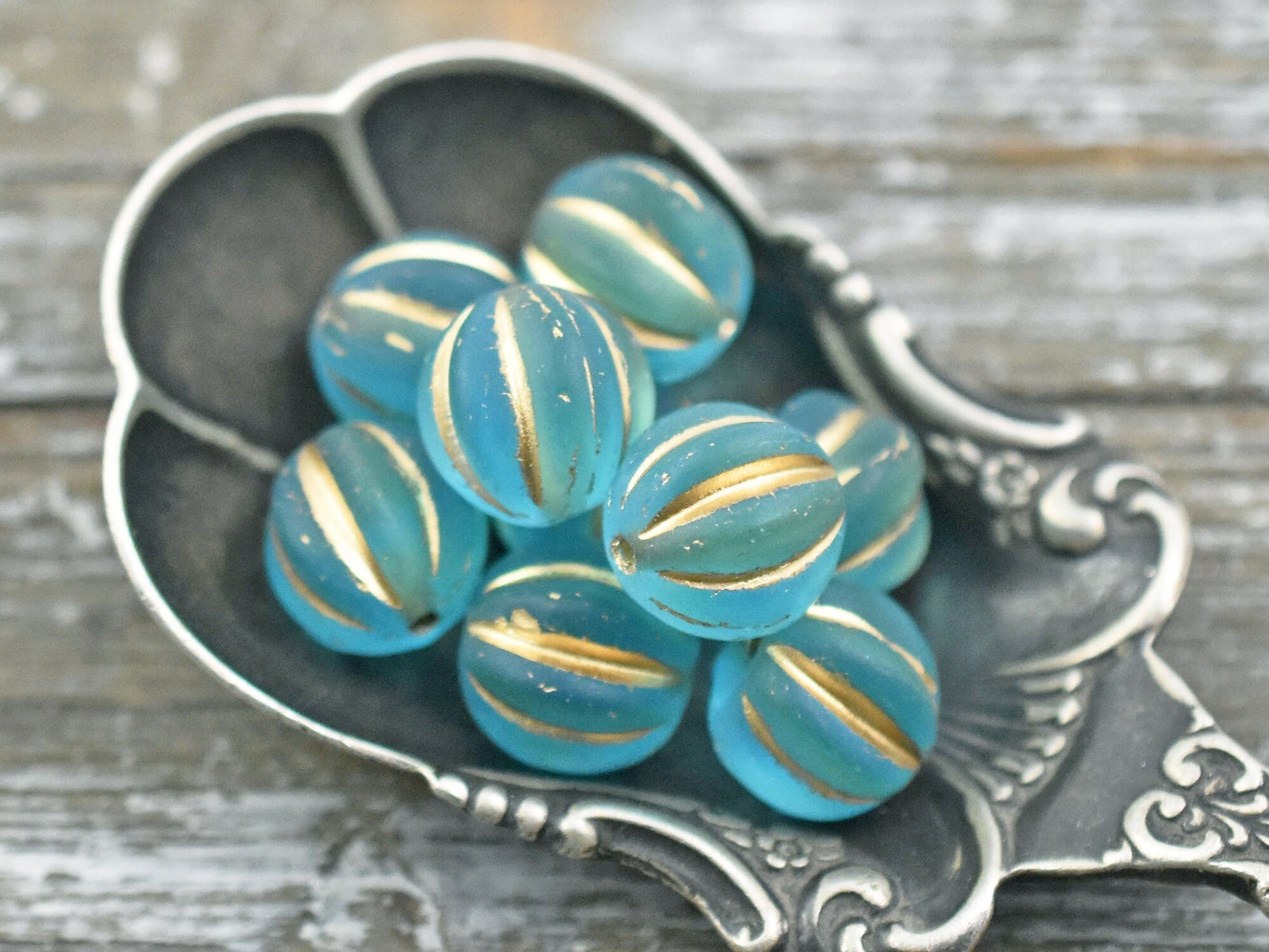 Czech Glass Beads - Melon Beads - Round Beads - Fluted Round - Picasso Beads - Choose Your Size