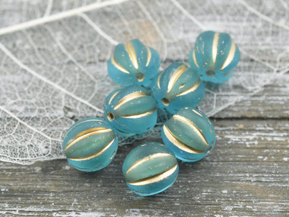 Czech Glass Beads - Melon Beads - Round Beads - Fluted Round - Picasso Beads - Choose Your Size