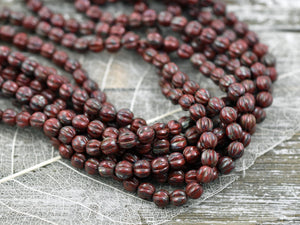Picasso Beads - Melon Beads - Czech Glass Beads - Round Beads - Red Picasso - 5mm - 50pcs (5584)
