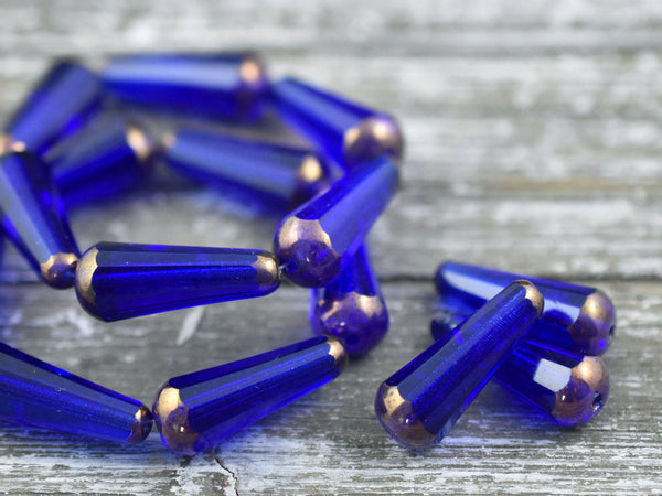 Czech Glass Beads - Drop Beads - Teardrop Beads - Picasso Beads - Faceted Beads - 8x20mm - 2pcs - (3504)