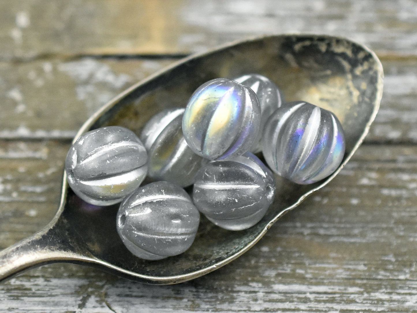 Melon Beads - Czech Glass Beads - Round Beads - Bohemian Beads - Picasso Beads - Choose Your Size (B439)