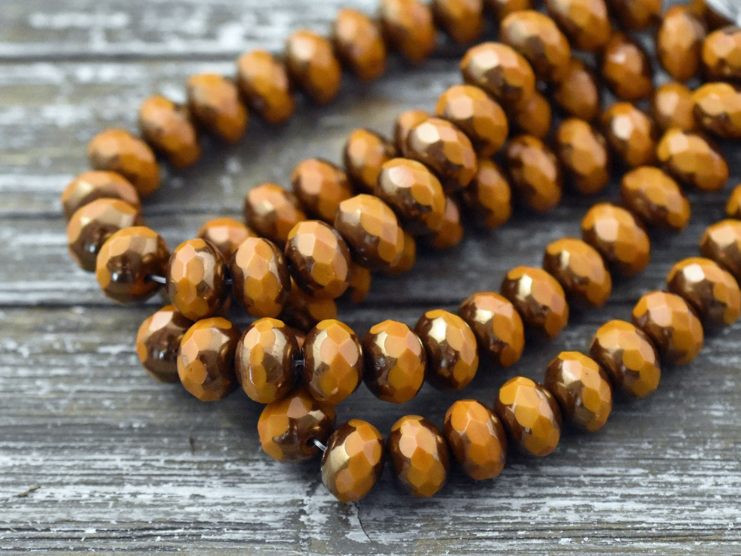 Czech Glass Beads - Picasso Beads - Rondelle Beads - Fire Polish Beads - 6x8mm - 25pcs (A201)