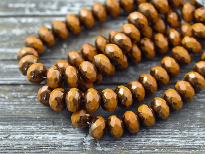 Czech Glass Beads - Picasso Beads - Rondelle Beads - Fire Polish Beads - 6x8mm - 25pcs (A201)