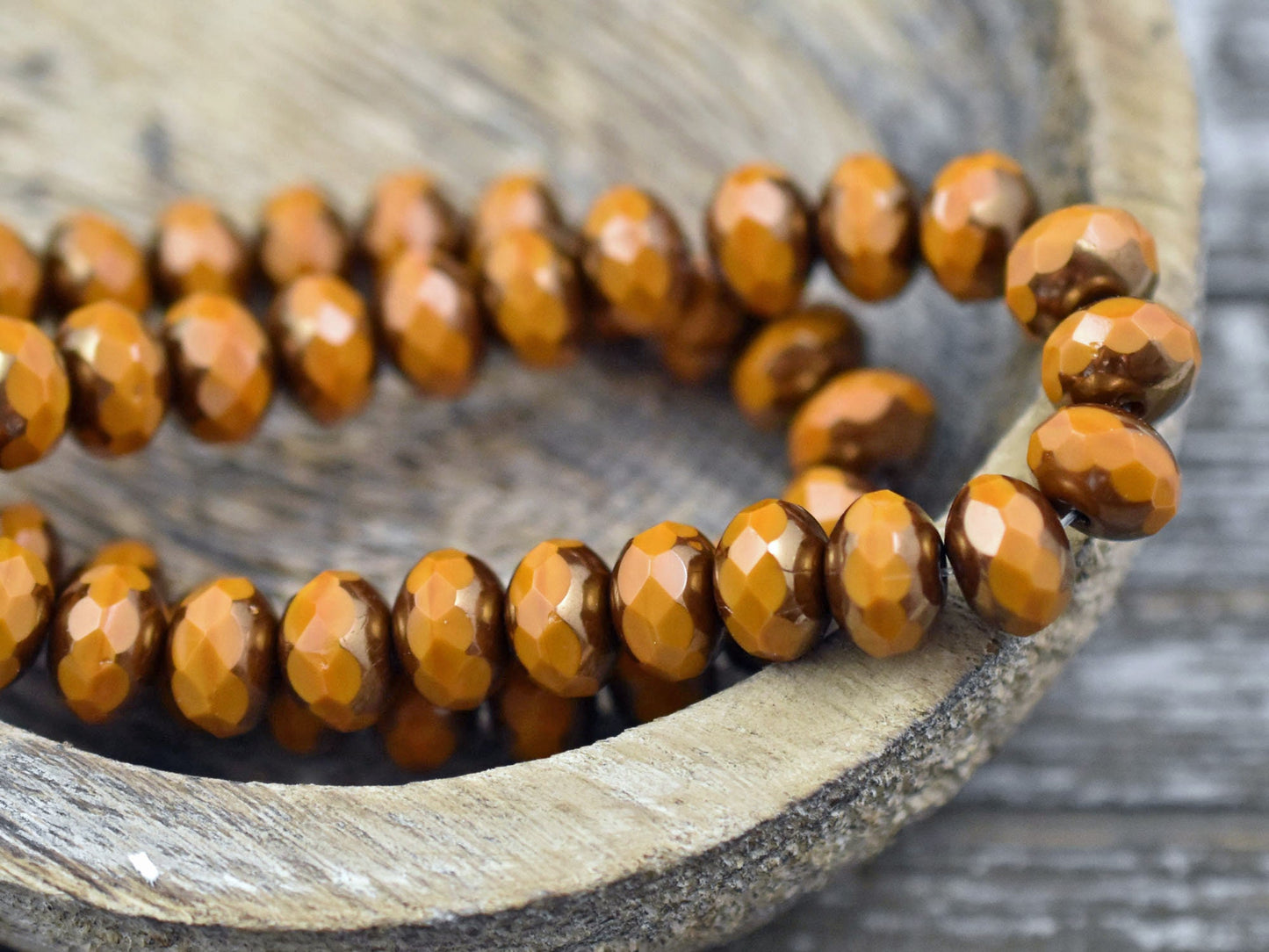 Czech Glass Beads - Picasso Beads - Rondelle Beads - Fire Polish Beads - 6x8mm - 25pcs (A201)