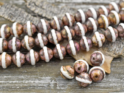 Picasso Beads - Czech Glass Beads - Vintage Beads - Large Glass Beads - Saturn Beads - 21pcs - 8x10mm - (B186)