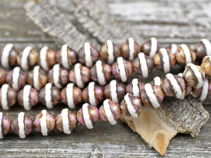 Picasso Beads - Czech Glass Beads - Vintage Beads - Large Glass Beads - Saturn Beads - 21pcs - 8x10mm - (B186)