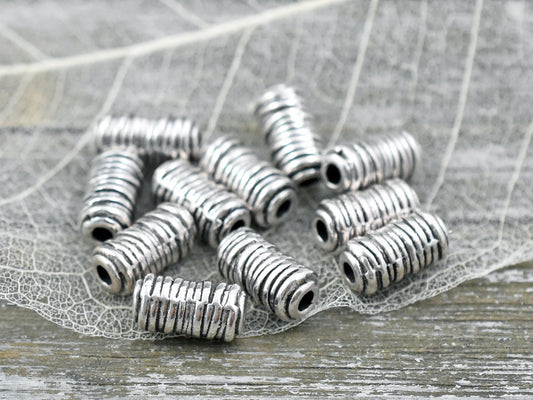 *25* 6x11mm Antique Silver Column Beads