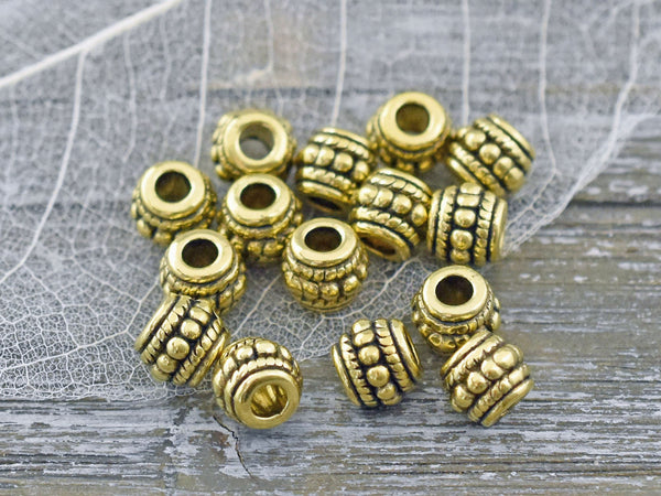 *50* 8x6mm Antique Gold Large Hole Drum Beads