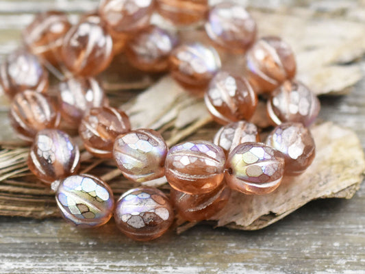 Faceted Melon - Melon Beads - Czech Glass Beads - Picasso Beads - Round Beads - 10mm - 10pcs (3656)