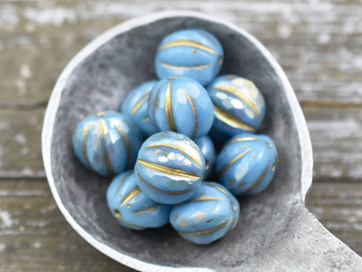 Czech Glass Beads - Picasso Beads - Faceted Melon - Melon Beads - Round Beads - 10mm - 10pcs (4274)