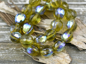 Melon Beads - Faceted Melon - Czech Glass Beads - Picasso Beads - Round Beads - 10mm - 10pcs (4940)