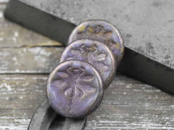 Picasso Beads - Czech Glass Beads - Dragonfly Beads - Dragonfly Coin Beads - Dragonfly Pendant - 23mm - 1pcs - (5444)