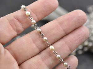Pearl Beads - Beaded Chain - Czech Pearl Chain - Czech Glass Pearls - Sold by the foot - (CH27)