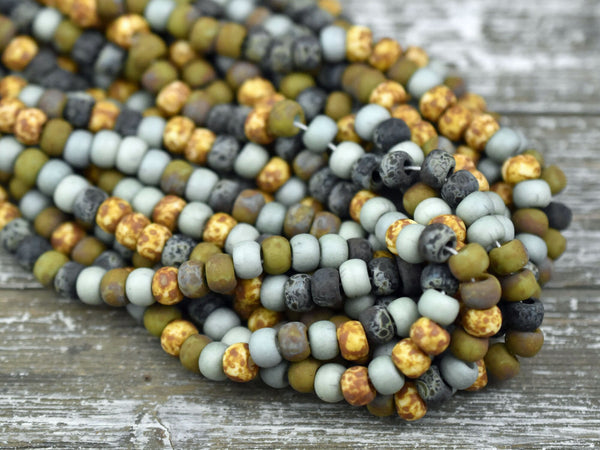 Picasso Beads - Large Seed Beads - 2/0 - Czech Glass Beads - 6mm Beads - Large Hole Beads - 10" Strand - (B565)