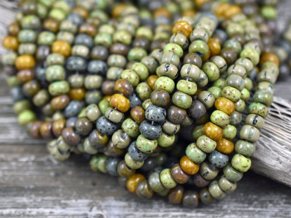 Picasso Seed Beads - Large Seed Beads - 2/0 - Czech Glass Beads - 6mm Beads - Large Hole Beads - 9" Strand - (B567)