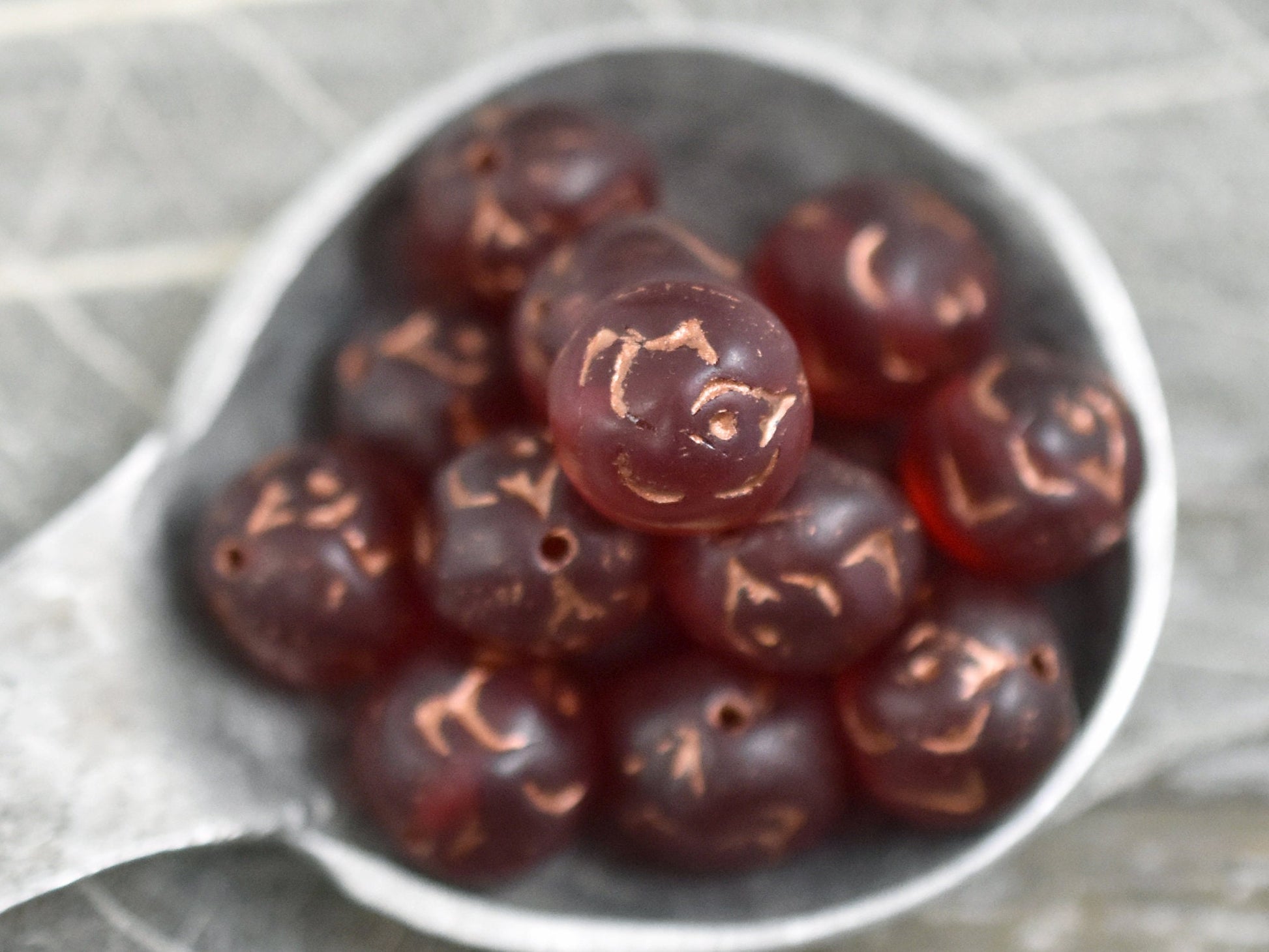 Czech Glass Flowers - Flower Beads - Czech Beads - Round Beads - Rose Beads - Ruby Red Beads - 10mm - 15pcs - (B25)