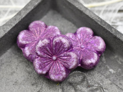 Hibiscus Beads - Picasso Beads - Czech Glass Beads - Flower Beads - Hawaiian Flower Beads - Czech Flowers - 21mm - (5636)
