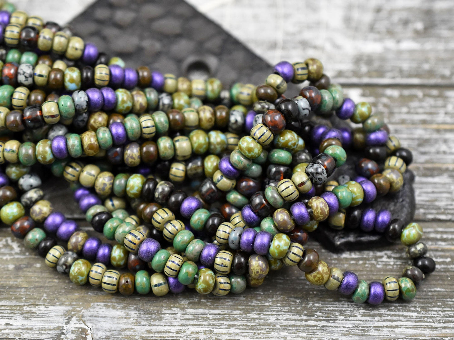 Picasso Seed Beads - Aged Picasso Beads - Czech Glass Beads - Size 5 Seed Beads - 5/0 - 20" Strand - (A178)