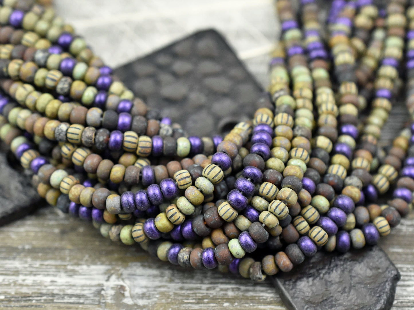 Matte Seed Beads - Picasso Seed Beads - Aged Picasso Beads - Czech Glass Beads - Size 5 Seed Beads - 5/0 - 20" Strand - (1324)