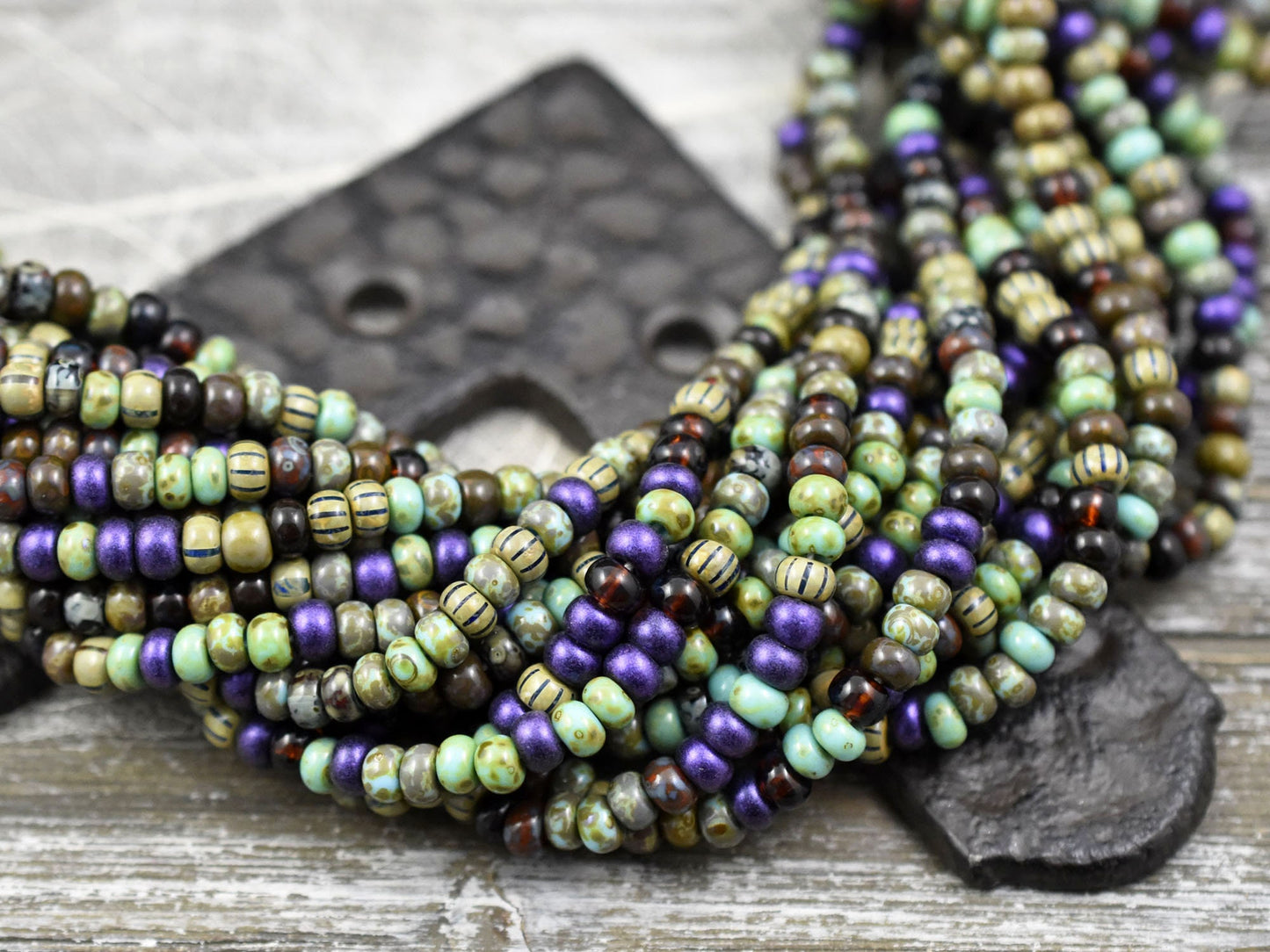 Picasso Seed Beads - Aged Picasso Beads - Czech Glass Beads - Size 4 Seed Beads - 4/0 - 10" Strand - (A102)