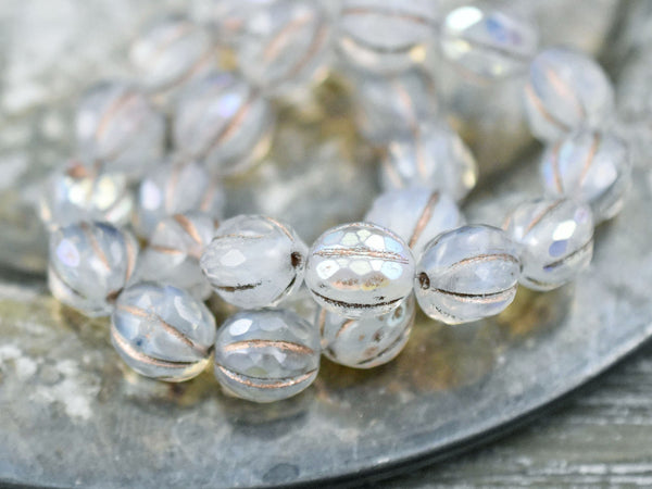 Melon Beads - Faceted Melon - Czech Glass Beads - Picasso Beads - Round Beads - 10mm - 10pcs (1905)