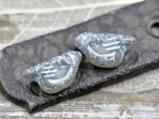 Bird Beads - Czech Glass Beads - Animal Beads - Czech Glass Birds - 2pcs - 11x22mm (3664)