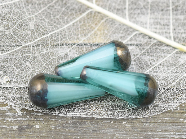 Czech Glass Beads - Drop Beads - Teardrop Beads - Picasso Beads - Faceted Beads - 8x20mm - 2pcs - (3414)