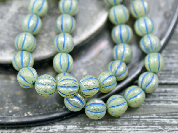 Melon Beads - Czech Glass Beads - Picasso Beads - Round Beads - Bohemian Beads - 8mm - 20pcs - (2285)