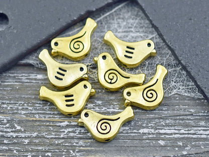 *50* 9x15mm Antique Gold Bird Beads