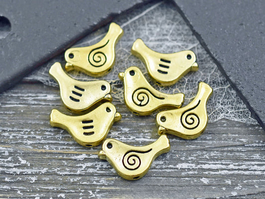 *50* 9x15mm Antique Gold Bird Beads