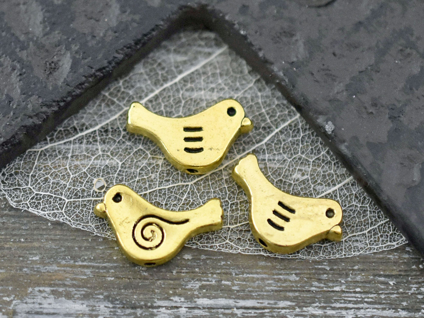 *50* 9x15mm Antique Gold Bird Beads