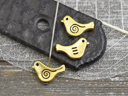 *50* 9x15mm Antique Gold Bird Beads