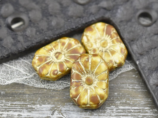 Czech Glass Beads - Picasso Beads - Chunky Beads - 19x13mm - 4pcs - (B854)