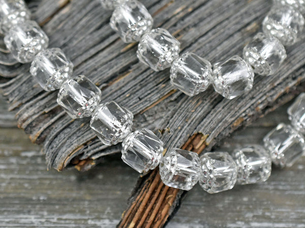 Czech Glass Beads - Cathedral Beads - Fire Polish Beads - Barrel Beads - Crystal Beads - 8mm - 10pcs - (B487)