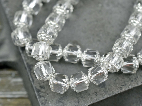 Czech Glass Beads - Cathedral Beads - Fire Polish Beads - Barrel Beads - Crystal Beads - 8mm - 10pcs - (B487)