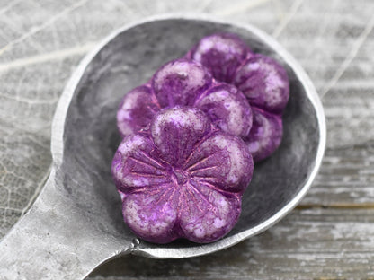 Hibiscus Beads - Picasso Beads - Czech Glass Beads - Flower Beads - Hawaiian Flower Beads - Czech Flowers - 21mm - (5636)