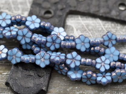 Czech Glass Beads - Flower Beads - Daisy Beads - Picasso Beads - 10mm - 10pcs (5886)