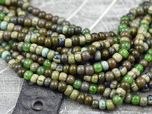 Aged Seed Beads - Picasso Seed Beads - Large Seed Beads - 2/0 - Czech Glass Beads - 6mm Beads - 10" Strand - (3269)