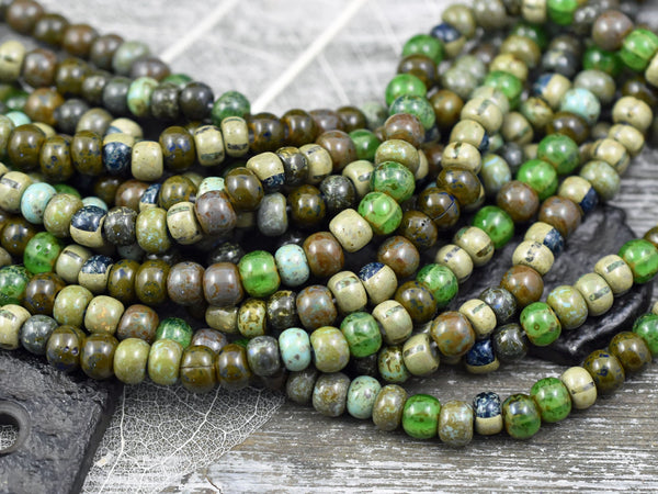 Aged Seed Beads - Picasso Seed Beads - Large Seed Beads - 2/0 - Czech Glass Beads - 6mm Beads - 10" Strand - (3269)