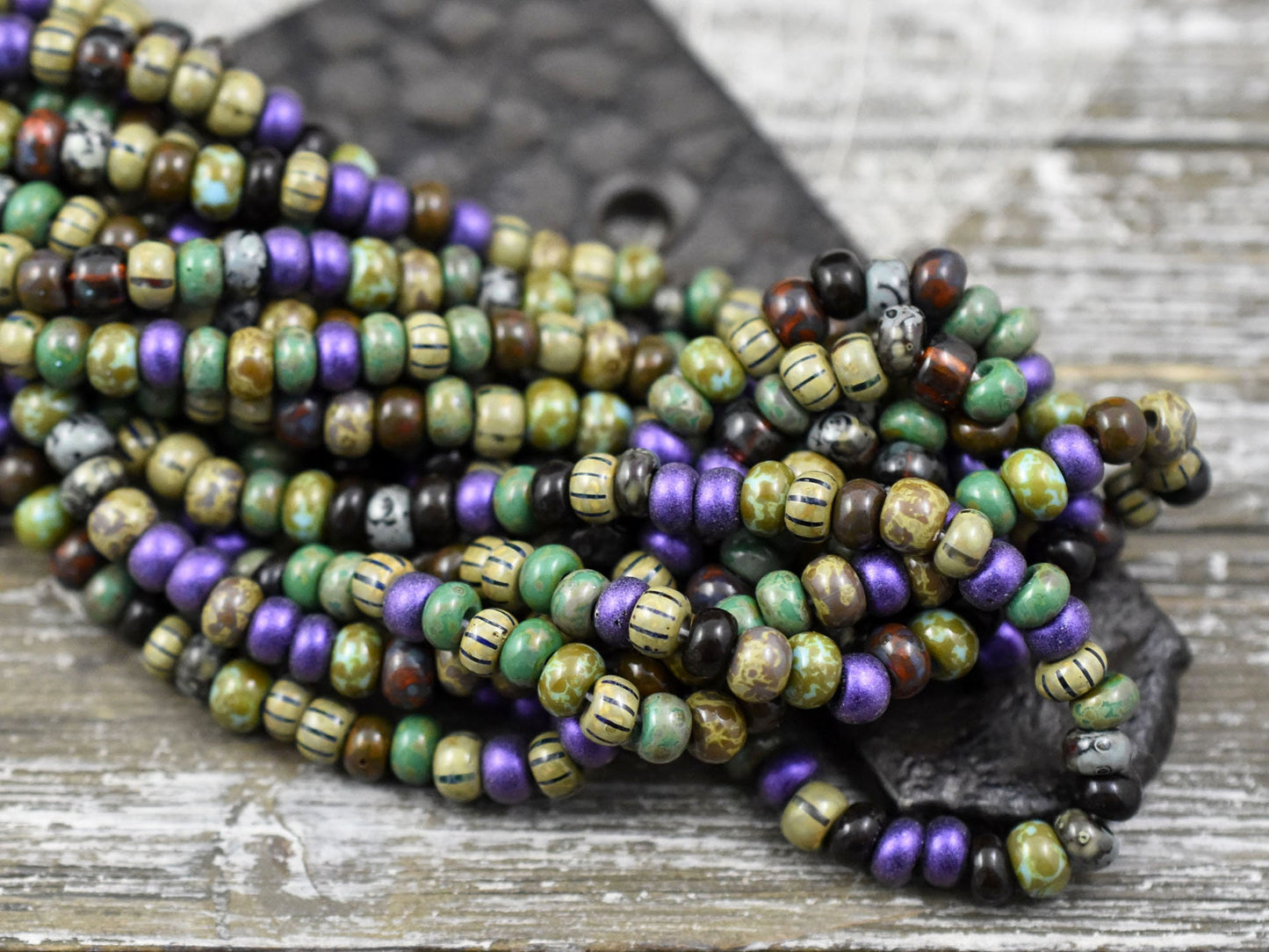 Picasso Seed Beads - Aged Picasso Beads - Czech Glass Beads - Size 5 Seed Beads - 5/0 - 20" Strand - (A178)