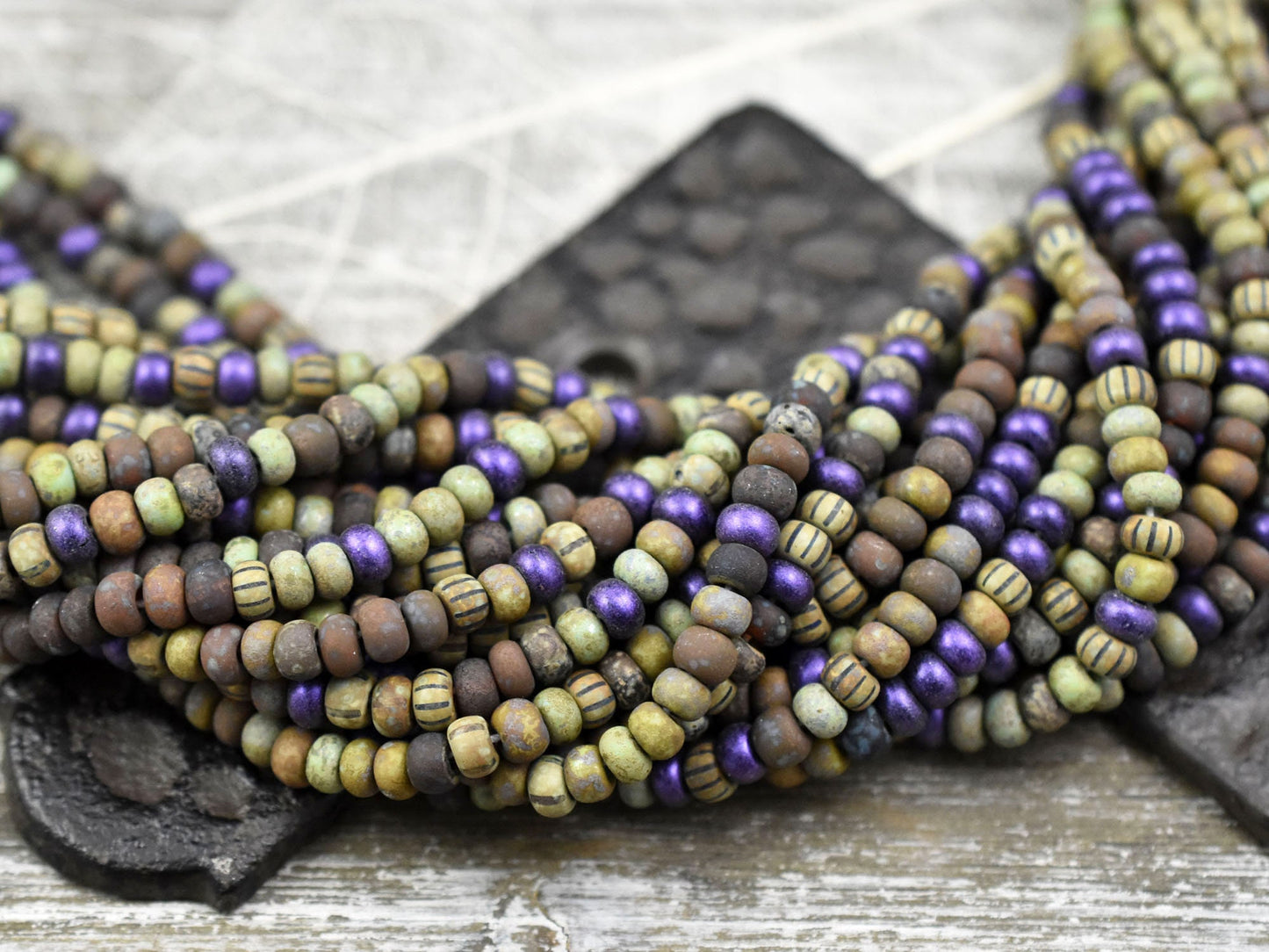 Matte Seed Beads - Picasso Seed Beads - Aged Picasso Beads - Czech Glass Beads - Size 5 Seed Beads - 5/0 - 20" Strand - (1324)