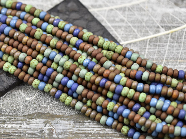 Matte Seed Beads - Picasso Seed Beads - Aged Picasso Beads - Czech Glass Beads - Size 5 Seed Beads - 5/0 - 20" Strand - (A386)