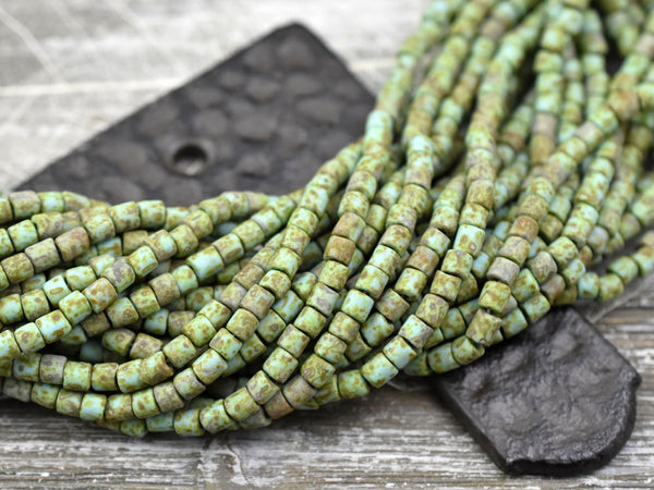 Matte Seed Beads - Aged Picasso Beads - Picasso Beads - Czech Glass Beads - Seed Beads - 4mm - 20" Strand - (B198)