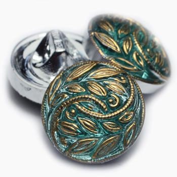 Czech Glass Buttons - Shank Buttons - Artisan Button - Handmade Button - 13mm (4956) 1pcs