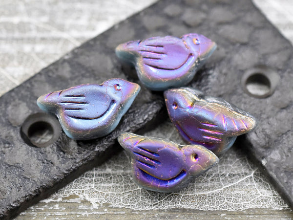 *6* 11x22mm Matte Turquoise Marea Bird Beads Czech Glass Beads by GR8BEADS - The Bead Obsession