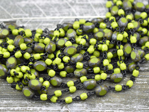 Czech Glass Beads - Picasso Beads - Rosary Chain - Beaded Chain - Czech Glass Chain - Sold by the foot - (B90)