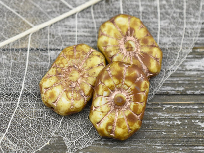 Picasso Beads - Czech Glass Beads - Chunky Beads - 19x13mm - 4pcs - (B622)